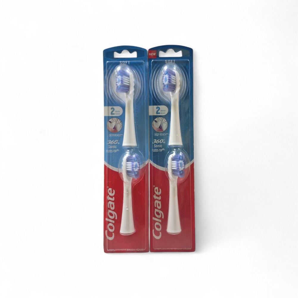 Lot Of 2 Colgate 360 Sonic Floss Tip • SOFT • 2 PACK REPLACEMENT BRUSH HEADS